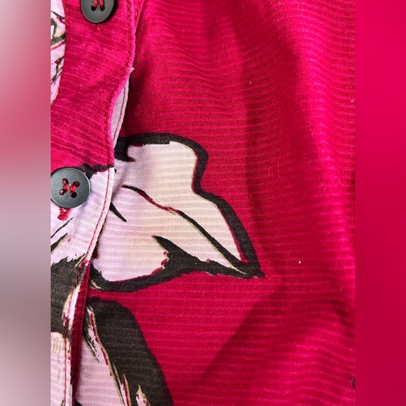 Anthropologie Maeve Floral Dagmar Red Pink/White Floral Shirt Dress Size 8 - Picture 11 of 12